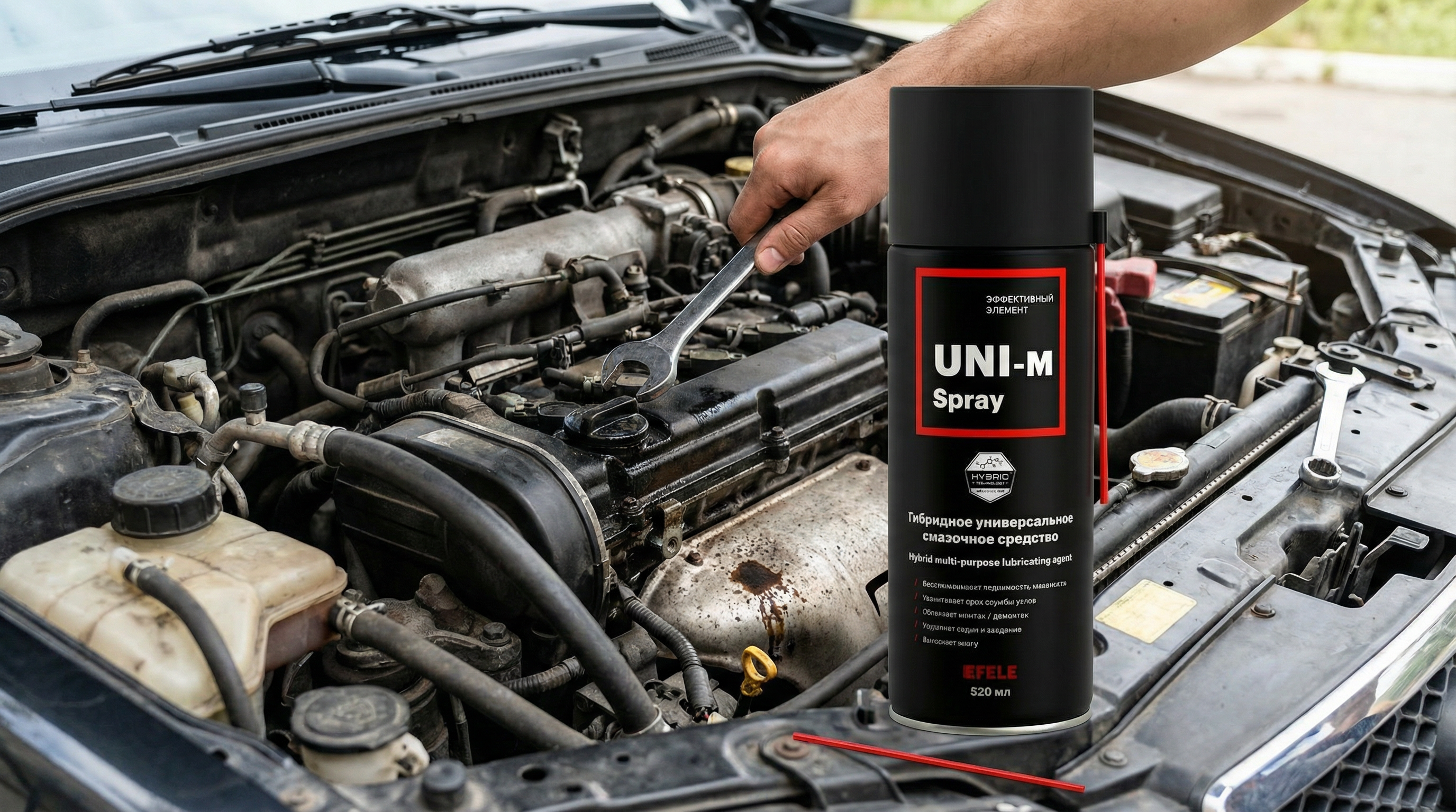 Новый баллон с универсальной смазкой EFELE UNI-M Spray поможет решать больше задач на производстве и в быту