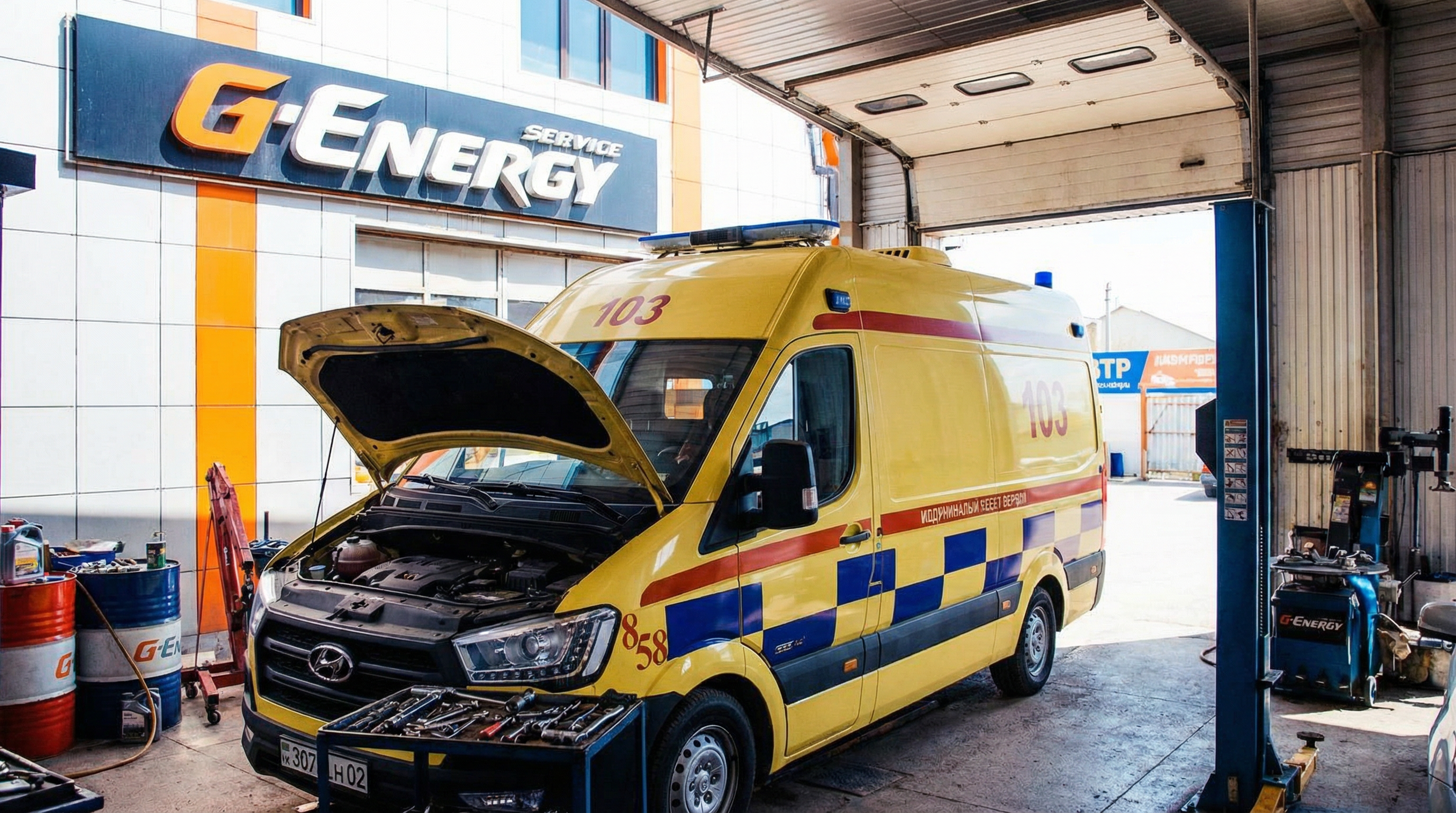 Станции технического обслуживания G-Energy Service начали бесплатно менять масло в автомобилях скорой помощи в Казахстане
